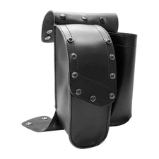 Motorcycle PU Leather Left Crash Bar Guard Bags With Water Bottle Holder Touring