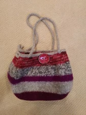 Louisa Bags WOOL Hand Made Shoulder Bag Grey, Purple, Fuchsia 14x9x6