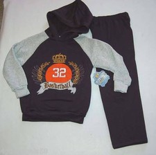 Boys HOODIE Sweat Shirt  Sweat Pants Basketball TUFF GUYS Size 4 NAVY BLUE GRAY