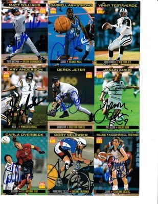 Derek Jeter Matt Williams Overbeck Kreis signed auto 1999 SI Kids card sheet JSA
