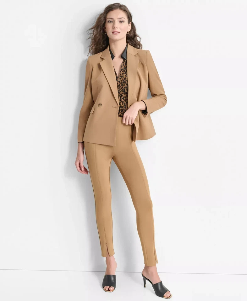 Chaqueta pequeña para mujer DKNY 10P cuello con muescas doble pecho Foto 3 de 4