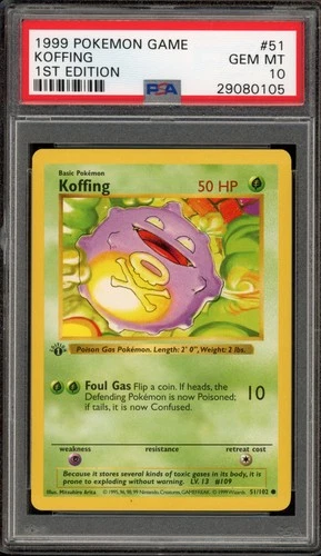 Pokemon Koffing Base Set Shadowless 1st Edition #51 PSA 10 Gem Mint