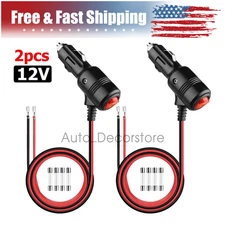 12V Car Cigarette Lighter Plug Socket Heavy Duty Adapter with On/Off Switch-2Pcs