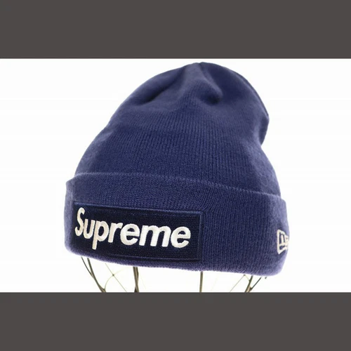 SUPREME 21AW NEW ERA BOÎTE LOGO BONNET TRICOT MARINE CHAPEAU A Occasion 395e718373d5ab1f74165b