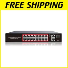 16-Port Managed PoE Switch, 240W Power, 2 Gigabit Uplink