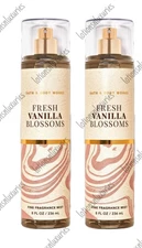 Bath & Body Works FRESH VANILLA BLOSSOMS Fine Fragrance Mist 8 oz – Lot of 2