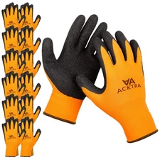 ACKTRA Coated Nylon Safety WORK GLOVES 12 Pairs, Knit Wrist Cuff, Multipurpos...