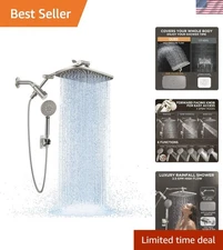 Wide Brushed Nickel Rain Shower Head with Handheld, High Pressure Rainfall Sh...