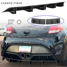 For Hyundai Veloster Carbon Rear Bumper Diffuser 10 Fins Shark Splitter Spoiler