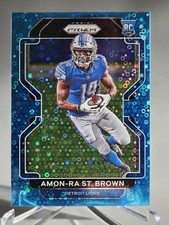 2021 Panini Prizm - Rookie Amon-Ra St. Brown #358 No Huddle Blue Prizm #/79