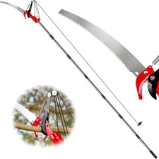 10ft Pole Saw, Manual Tree Pruner with Sharp Steel Blade, Trimmer with Scisso...