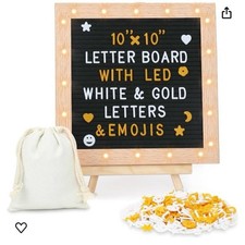Tuffen Felt Letter Board LED Lights 10x10" Changeable Message Board with Stand