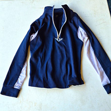 TuffRider Girls Navy/White Colorblock 1/4 Zip Mock Neck Top M