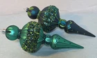 Set of two 8" Robert Stanley onion Finial teal green peacock Christmas ornaments