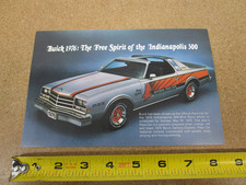 1976 Buick Century Indy 500 Pace Car Card Sales Brochure Original