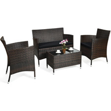 Costway HW67772BK 4PCS Rattan Patio Furniture Set, Black
