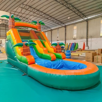 21FT Commercial Tropical Inflatable Bounce House Water Slide w/ Pool + Blower