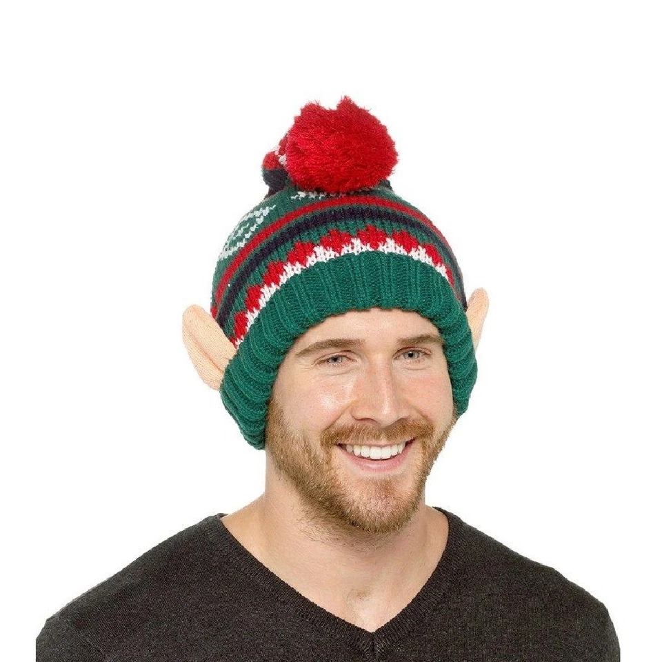 RJM Unisex Adult Knitted Christmas Elf Bobble HatOne Size Green 1880