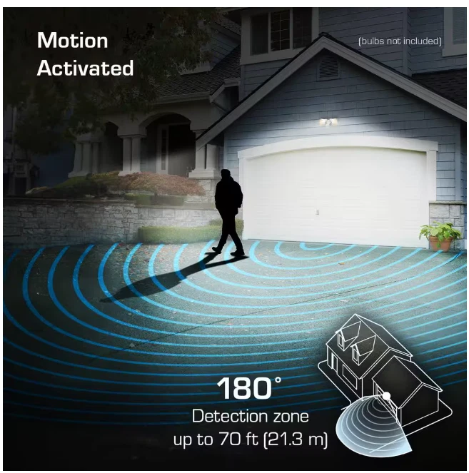 Defiant PAR 180-Degree White Motion Activated Wired 2-Head Security Flood Light - Image 4 of 4