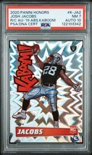 2019 Absolute JOSH JACOBS Kaboom! Auto (2020 Honors) #d 1/3 PSA 7/10 Auto