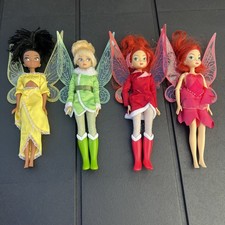 Disney Store Tinkerbell, Rosetta, Iridessa Flutter Wings Fairy Dolls Bundle