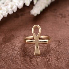 Brass Ankh Ring: Egyptian Key of Life Cross Ring Handmade Gift for mother