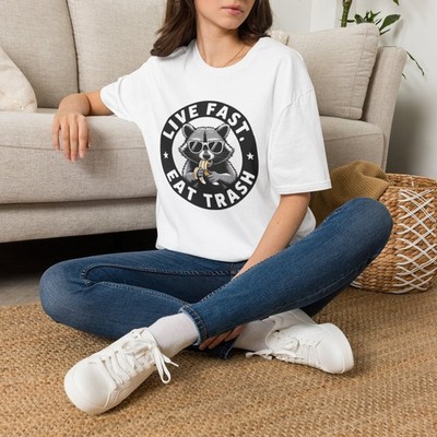 -Live Fast Eat Trash raccoon T-Shirt