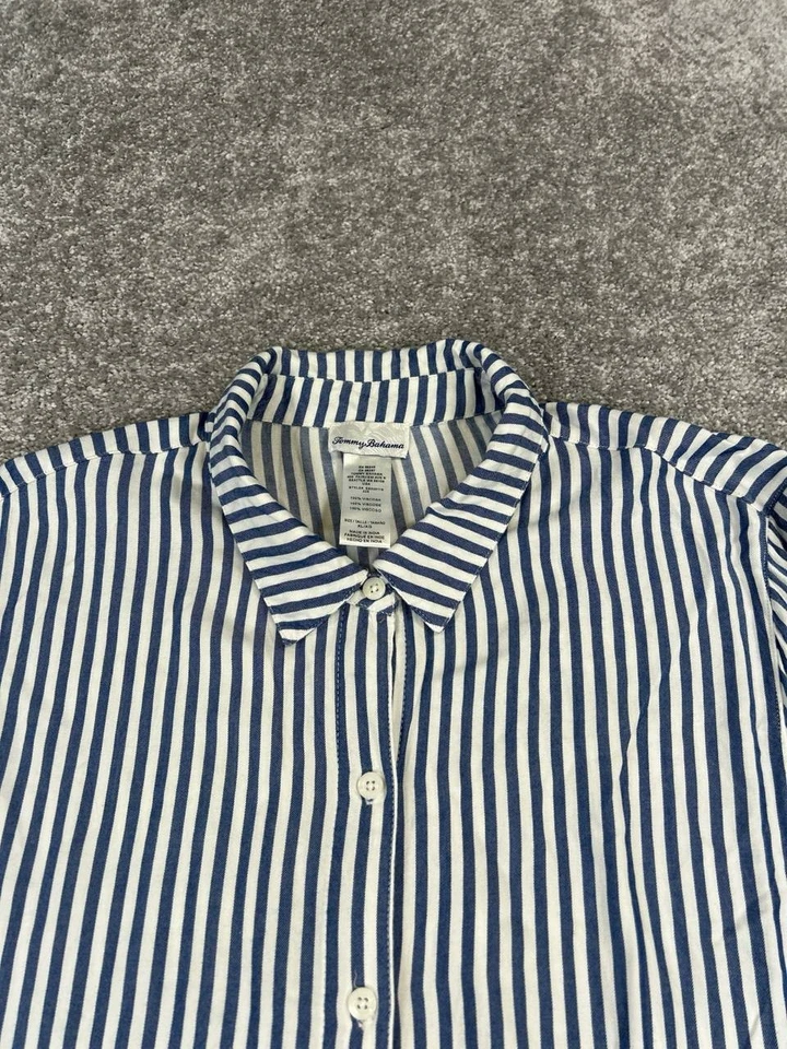 Camisa Tommy Bahama para mujer XL azul blanco cubierta de gran tamaño  Foto 2 de 4