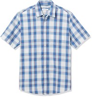 Herren Kurzarm Hemd Blau Kariert Xs Popeline Normale Passform Amazon Essentials