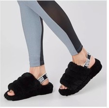 UGG Fluff Yeah Slide Slipper Black - Size 7