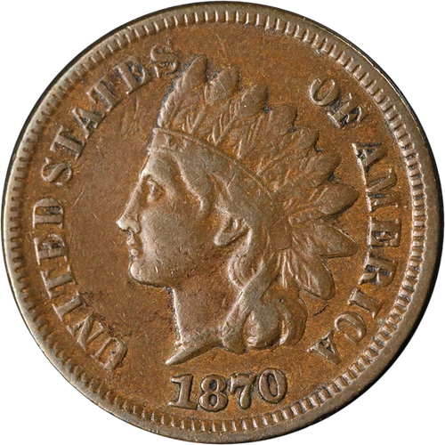 1870 Indian Cent Choice VF Superb Eye Appeal Nice Strike