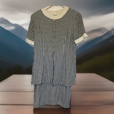 VTG Ultra Dress New York 16P 1980s retro blue check summer has shoulder pads vgc