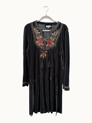 Time For Me Velvet Embroidery Long Sleeve Boho Dress Size Large | eBay Time For Me Velvet Embroidery Long Sleeve Boho Dress Size Large | eBay