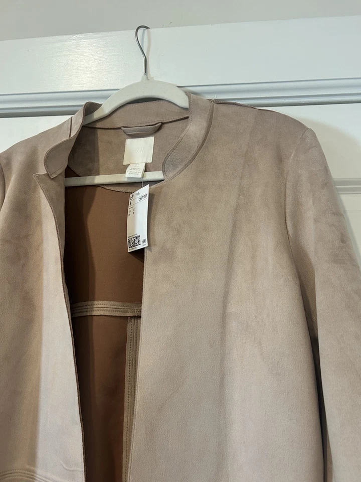 Chaqueta de Gamuza H&M - Color Oro Rosa - Talla Pequeña NUEVA falta cinturón venta al por menor $59.99 Foto 2 de 4