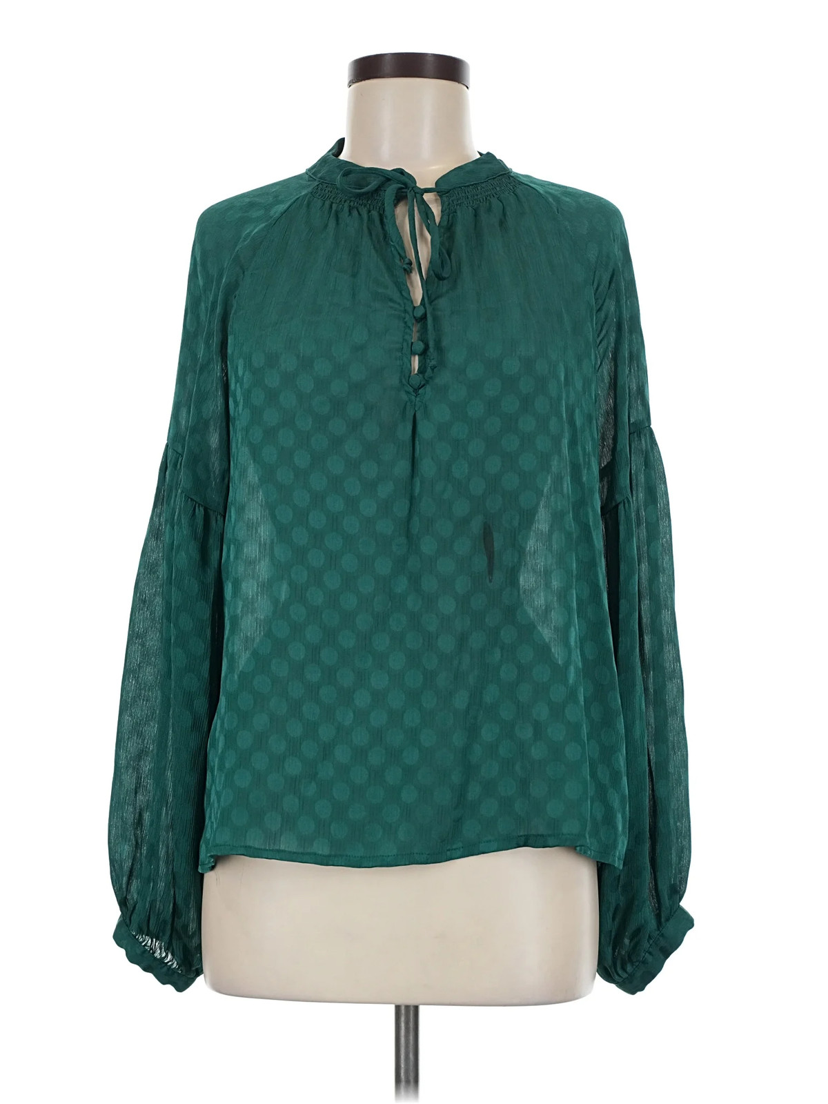 Circle Ruffle Pattern Great Jones Women Green Long Sleeve Blouse M | eBay