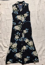Vintage Original Island Sport Floral Sleeveless Maxi with Buttons & Collar Sz 8