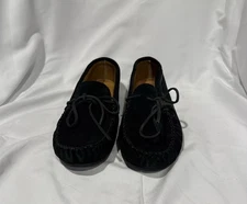 Minnetonka Men's Leather Moccasin Slip-On, Black Size 10