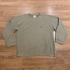 Vintage 90s Nike Pistachio Crewneck Sweater White Tag Red Swoosh LARGE Pullover