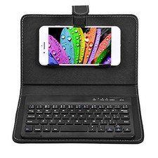Portable Bluetooth Keyboard with Leather Case, Universal Keyboard with Detach...