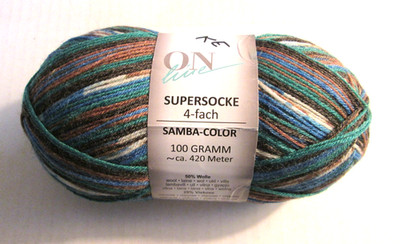 1 Skein ONline Supersocke Samba Color Yarn #1819 100g Wool Blend #2 4-fach