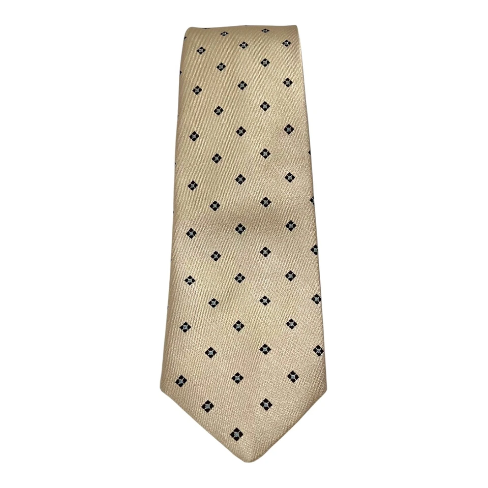 Роскошный мужской галстук галстук Christian Dior Hughes Hatcher бежевый черный с узором - Изображение 2 из 4