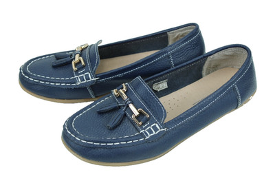 Paul & Joe Schuhe Slipper Damen Loafer Gr. 38 Leder blau flach Quasten FS123