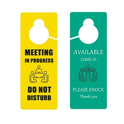 2 Pack Meeting in Progress & Available Sign for Office Door, Double Sided Do ...