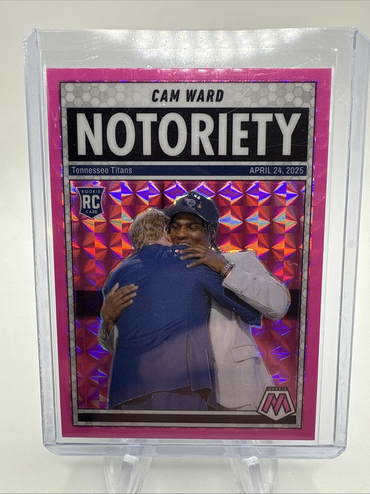 2025 Panini Mosaic Football Cam Ward Notoriety Pink Fluorescent RC