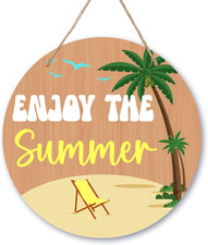 Welcome Summer Decor, Beach Door Hanging Sign for Front Door Outside, Summer Hol