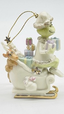 Vtg Lenox Dr Seuss ''Merry Grinchmas To All'' Porcelain Grinch Ornament Mint Cond