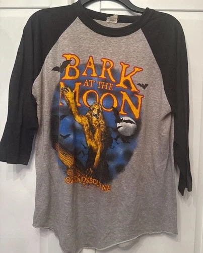 Ozzy Osbourne Vintage Bark AT The Moon Raglan Tour Conc 1980s vintage concert t-shirt, vintage, single stitch, B+ condition