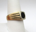 10K Yellow Gold Men's Etched Black Onyx Ring Size 9.25 8.6 Gr [R375] — photo 2