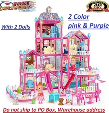 *NEW* Barbie Dreamhouse, 4-Story 10 Rooms Doll House with 2 Dolls Toy Figures