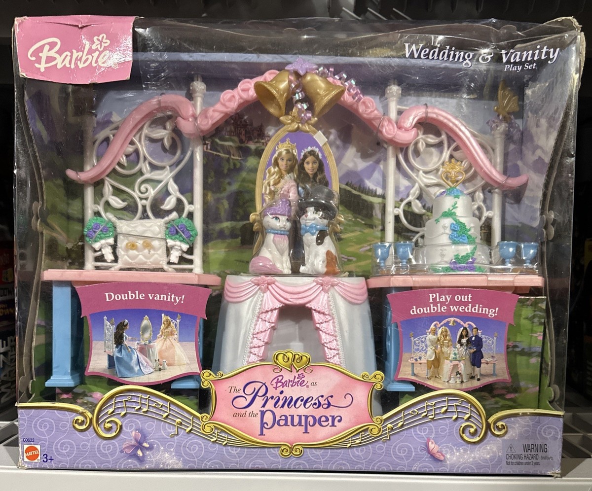 2004 Mattel Barbie Prince & the Pauper Wedding & Vanity Playset